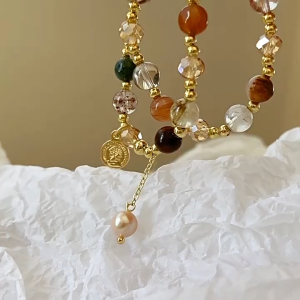 LL 18K GOLD Fashion Multicolor double-layer beaded Bracelet B3413