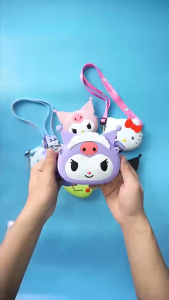 Sanrio Cute Silicone Messenger Bag Hello Kitty Kuromi Cinnamoroll My Melody Cute Anime Wallet School Children Toy