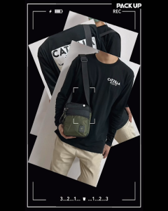 𝗣𝗔𝗖𝗞 𝗨𝗣 กระเป๋าสะพายข้าง กระเป๋าสะพายไหล่ FOUVOR รุ่น 3027-03 (มีให้เลือก 4 สี ได้แก่ สีดำ สีเทา สีกรม สีเขียว)