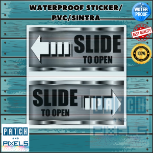 Modern Slide to Open Door Sticker/PVC/Sintra 3.5 x 7.5 inches - Waterproof (1set)