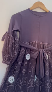 Dress Crinkle Mix Brukan Anak Perempuan Usia 5/6 dan 7/8 Tahun: Dress Model Brukat Pariasi