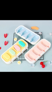 4 Hình khay làm kem khuôn làm kem silicone khuôn kem que bộ đồ cho bé có nắp kèm que tại nhà-HAUSE
