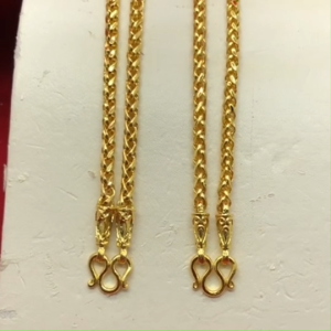 สร้อยคอทองลายสี่เสาโปร่งหัวจรวด ยาว 2024 นิ้ว เทียบเท่าน้ำหนัก 12 บาท ชุบทอง ทองปลอม ใส่อาบน้ำได้ งานสวย พร้อมส่ง