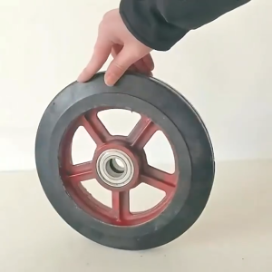【COD/Original】Heavy Duty Push Cart Wheel Steel Body Rubber Wheel 6/8 inch Caster Wheel 20mm Bearing Hole