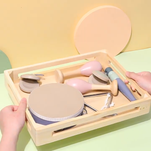 Wooden Orff Percussion Instrument 5pcs 0.91 - Kids Early Education Wooden Maracas Hand Bell Drum Jingle Bells Castanets Educational Musical Toys Mainan Muzik Budak Perempuan Lelaki 儿童早教仿真奥尔夫打击乐器套装木沙锤铃鼓摇铃响板益智音乐玩具