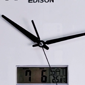 Jam Dinding Edison Sweep Day Date ES 3601 T38 Chrome Timbul Diameter 360mm 36cm