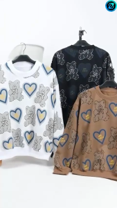 Sweater Lucu Wanita Morin Love Bear - Sweatshirt Oversize Terbaru - Bahan Fleece