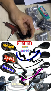 kính xoay 360 gắn mọi loại xe 2 bánh YAMAHA SUZUKI HONDA - chân nhôm cnc