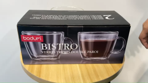 Bodum Bistro Double-Wall Insulated Glass Caf Latte Mug 15 Ounces / 450 ml (Set of 2)