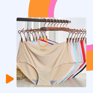3PCS Celana Dalam Seamless Tanpa Jahitan Anti Nyeplak Fashion Es Sutra CD Pinggang Tengah Undies Wanita 810