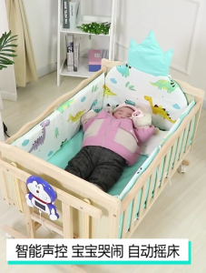 (TRỌN BỘ ĐÊM MÀN QUÂY GỐI) Nôi Cũi Gỗ Thông Tự Nhiên Smarthome Cho Bé Cũi Điện Thông Minh Tiện Lợi Điều Khiển Thủ Công Hoặc Kết Nối Bluetooth Qua App Nôi Gỗ Trẻ Em Thích Hợp Cho Trẻ Dưới 12 Tháng Tuổi Màu Sắc Đệm Xanh - Hồng Phù Hợp Với Bé Trai Gái