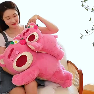 Strawberry Bear Sleeping Lotso Bolster Plush Pillow Stuffed Doll Toy Patung Bantal Peluk 草莓熊抱枕娃娃