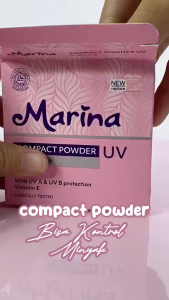 MARINA Compact Powder UV Brighten Up | Bedak Padat 12g | With UV A & UV B Protection Vitamin E