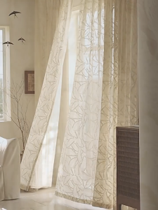 TISAS 1pc Aesthetic Relief Sheer Lace Curtain with Designs and Rings for Living Room 2024 Embroidery Curtain for Windows Aesthetic 140W*160/220L