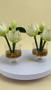 แจกันดอกบัวประดิษฐ์  ดอกบัวพร้อมแจกัน ดอกบัวปลอมบูชาพระ