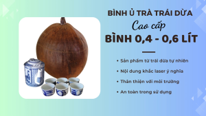 Bình ủ trà trái dừa cao cấp không sơn / Đúng chất mộc của trái dừa / Bình trà 04 - 06  lít / Bộ 6 tách uống trà / Pha trà bắc cực ngon