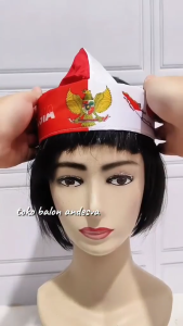 Blangkon Merah Putih Motif Garuda Peta Indonesia / Ikat Kepala Udeng hut ri / Topi blangkon agustus