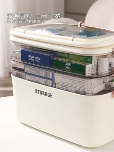 กล่องยาเด็ก กล่องปฐมพยาบาลพกพา ใหญ่กล่องเก็บยา กล่องเก็บยาพลาสติกหลายชั้น อเนกประสงค์ ความจุสูง หลายชั้น การจัดเก็บที่ดีเยี่ยม