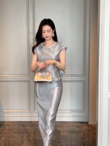 ZYHT EraVogue Váy nữ Váy xám Váy không tay Váy satin Váy công sở Váy Hiso Váy cổ điển Váy công sở Váy dự tiệc Váy dạ hội 30916