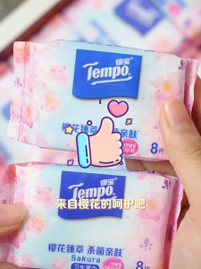 Tempo Floral Essence Sanitizing Wet Tissue 8Pcs 6Pack Carton 99% Sterilization Hypoallergenic Expiry 2027