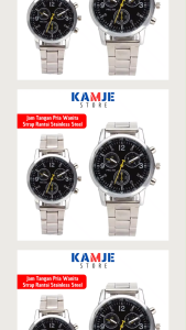 KAMJE Jam Tangan Pria Wanita Analog Quartz Tali Rantai Stainless Steel