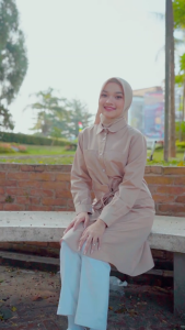 YINS ITU 096: Tunik Wanita Bahan Toyobo Dark Brown Khaki Light Grey & Variasi Obi Belt