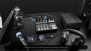 NewBaxs 【COD】เครื่องผสมเสียง เครื่องผสมมืออาชีพ 4-channel MX04BT เครื่องผสมสัญญาณ EQ ผล 16DSP สัญญาณ USB บลูทูธ/MP3 เครื่องขยายเสียง KTV stage perfor