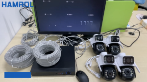 Hamrol 8MP 4K POE NVR Dual Lens PTZ POE Camera System Waterproof Security Monitoring Network CCTV Set Xmeye