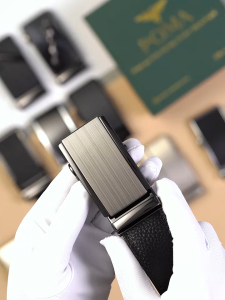 Thắt Lưng Nam Khóa Tự Động Da Bò Khâu 2 Lớp Viền Chỉ Đỏ Trắng Cao Cấp lịch lãm sang trọng - Tặng Kèm Hộp