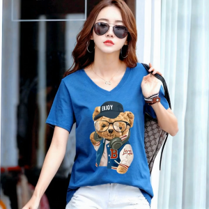 Charming เสื้อแฟชั่นเกาหลี ลายหมีB เสื้อยืดผ้าCotton เนื้อหนานุ่ม ดีไซน์สวยเก๋ เกรดพรีเมียม รุ่น C746