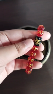 Red Mantra Bracelet Original Mantra Beads Dragon Black Onyx Bracelet Year of the Snake Lucky Charm 2025 Protection Piyao