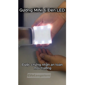 Gương Gấp Gọn Cầm Tay du lịch bỏ túi có đèn led 2 trong 1 để bàn mini make up