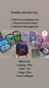 Tas Ransel Sekolah Anak: Motif Timbul & Tas Keras