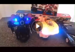 Electric universal deformation car music light automatic deformation robot police toy car