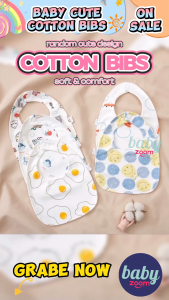 Buy3 Get3 Free: BabyZoom Comfortable Cotton Bibs for Babies