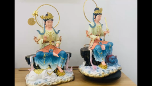Tôn tượng Phổ Hiền và Văn Thù Bồ Tát cao 40cm chất liệu composite hàng nhập khẩu Đài Loan sắc nét thần thái
