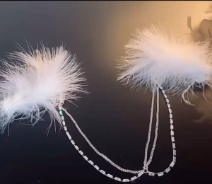 Sweet Crystal Tassel Chain Headdress with Feather Wedding Party Hair Clips Forehead Women Headband