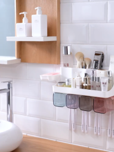 MQ Rak Sikat Gigi Kamar Mandi Tooth Brush Hanger Organizer 2-4 Cup Set Plastik