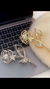 F4 Jepit Rambut Korea New Style Retro 11cm Large Metal Hollow Rose Rhinestones Hair Clip HCM042