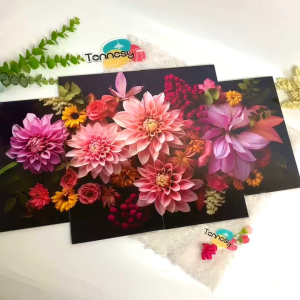 TENNESY (75 C) Hiasan Dinding Aesthetic 3D Floral Flowers Paper Art 4 Panel Wall Decor