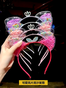 ⭐SUPERMALL⭐ Bando Gliter Anak Lucu Bentuk Telinga Hewan Bando Glitter Anak Bentuk Mahkota Aksesoris Rambut Anak Korea Headband Anak Bondu Anak Telinga Kucing Aksesoris Fashion Anak Perempuan Lucu A159