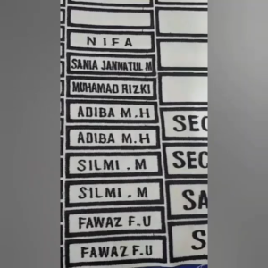 Label Nama Bordir Custom Merah Muda/Abu-abu - Stiker Papan Nama Besar Besar Office