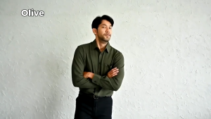 WIN - ABERCIO Kemeja Pria Lengan Panjang Warna Steel Blue Catton Pique Jumbo Big Size