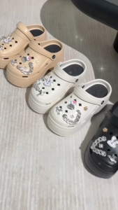 Sandal Selop Wanita Motif Baim Wedges Tinggi 8CM Import Premium Aksesoris 3D 8899-2