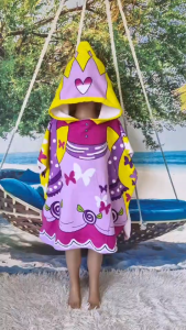 ผ้าคลุมอาบน้ำเด็กพร้อมหมวก ผ้าไมโครไฟเบอร์ 100%