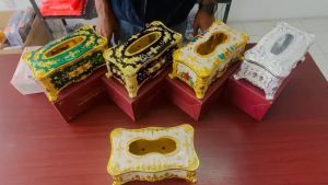 TRENY Luxury Tissue Box Napkin Storage Tissue Storage Box Gold Tissue Box Castle Tissue Holder Kotak Tisu Tissue Box Holder