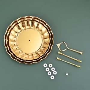 Tempat Kue 3 Tier Cup Cake Fruits Stand Stainless Gold & Silver