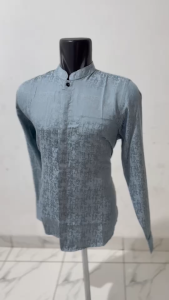 Timofey Baju Kemeja Koko Muslim Kemeja Pria Lengan Panjang Slim Fit Premium Kerah Shanghai Baby Blue