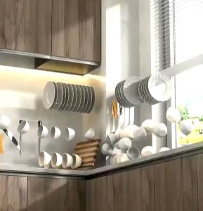 2ชั้น 57CM ชั้นวางจาน ชั้นคว่ำจาน ที่คว่ำจาน ชั้นวางจานสแตนเลส  สแตนเลสเคลือบสีดำ ที่คว่ำจานชาม ชั้นวางของในครัว ที่คว่ำชามจาน