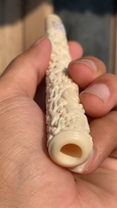 pipa gg asli lokal bulat panjang 16cm model ukiran patra mulus